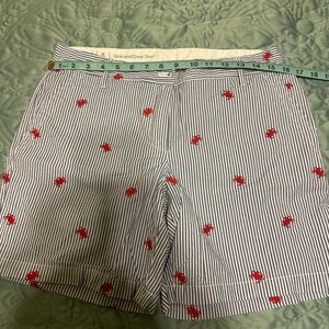Talbots Blue and White Striped Shorts with Red Accents